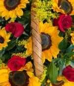 Canasta de arreglo de girasoles