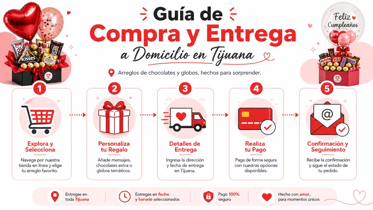 Guía paso a paso sobre cómo comprar y enviar arreglos de chocolates y globos en Tijuana.